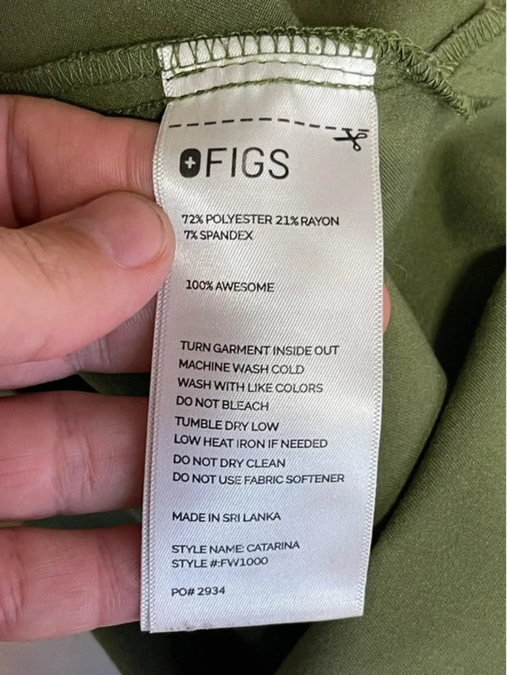FIGS Womens Scrub Set Olive Green Catarina Top XS Pants Small